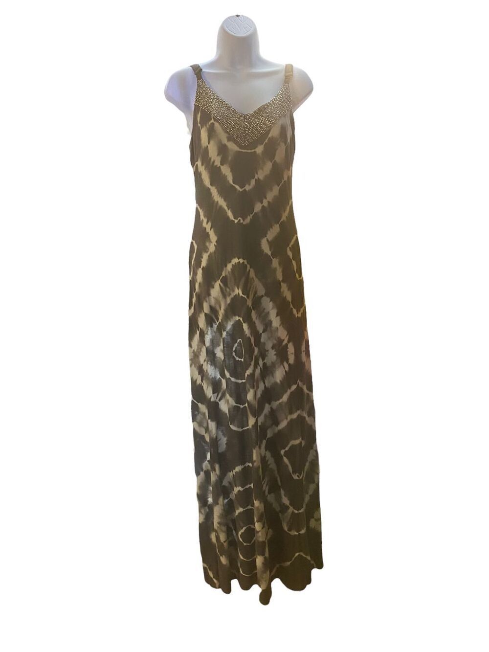 INC Maxi Dress with Bead Embellished Neckline Size M